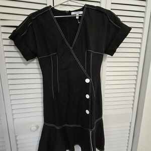 10 Crosby Derek Lam Black Mini Dress with White Buttons